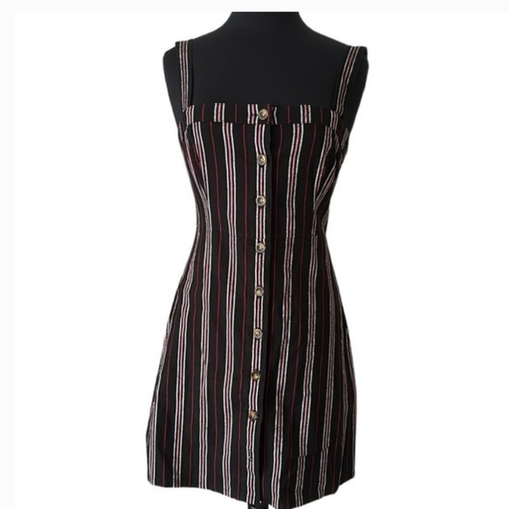 Hollister large black full button up halter dress